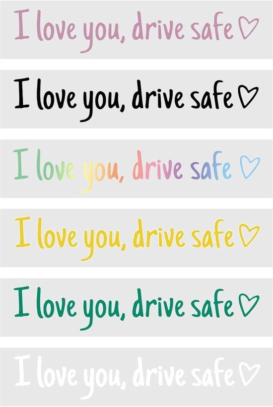Decal per Specchiera Rettrommirata - Io Ti Amo Guida in Salvo - Resistenze Acqua - Vinyl - Decal per Specchiera Rettrommirata - Duraturo e Resistente ai Cambiamenti di Temperatura - Decal per Auto