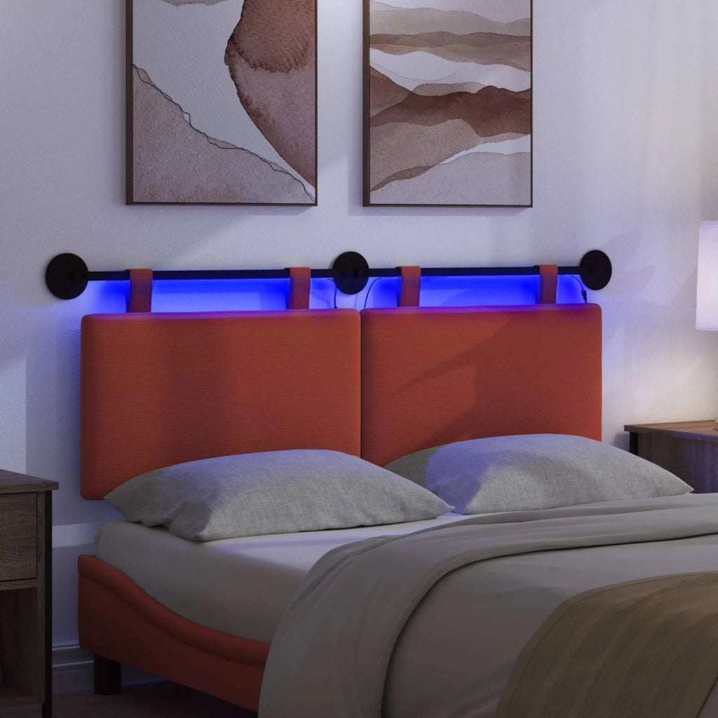 Testiera | Testata sospesa Con luce LED Rosso Arancio Tessuto in Cords