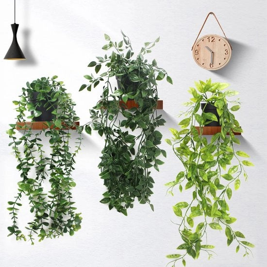 Decorazioni per piante artificiali, 3 pezzi di decorazioni per piante artificiali con vasi di piante artificiali foglie di eucalipto 63cm, decorazione per piante in plastica, moderna decorazione per la camera da letto, balcone, camera, tavolo.