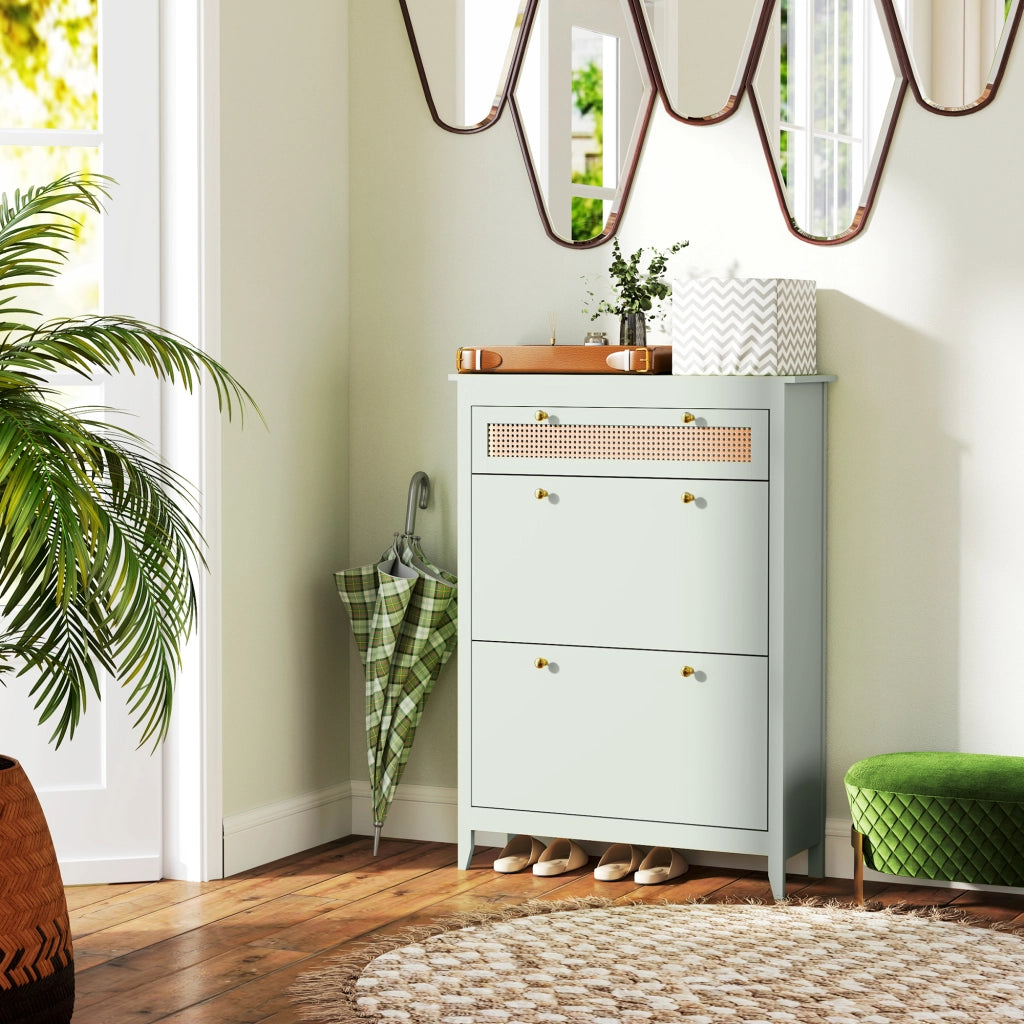 Armadio per scarpe con cassetti ¨C Zephmum ¨C Verde 88x30x120 cm