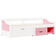 Letto singolo | Letto per adulti | Dormeuse 3 Cassetti senza Materasso Bianco&Rosa 90x200 cm IRUN