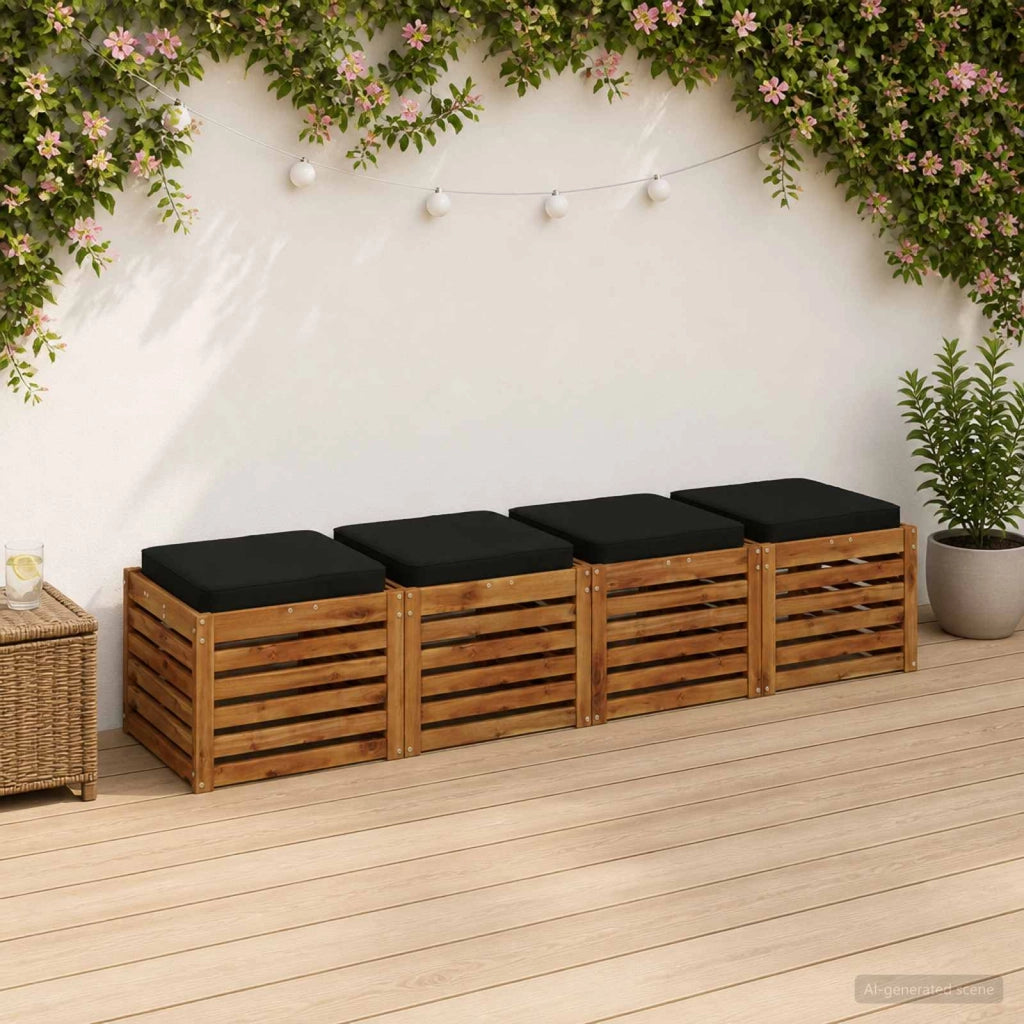 Cuscini per Sedia in 4 Pezzi VUGHT 4 pcs 100% Poliestere Nero 946224