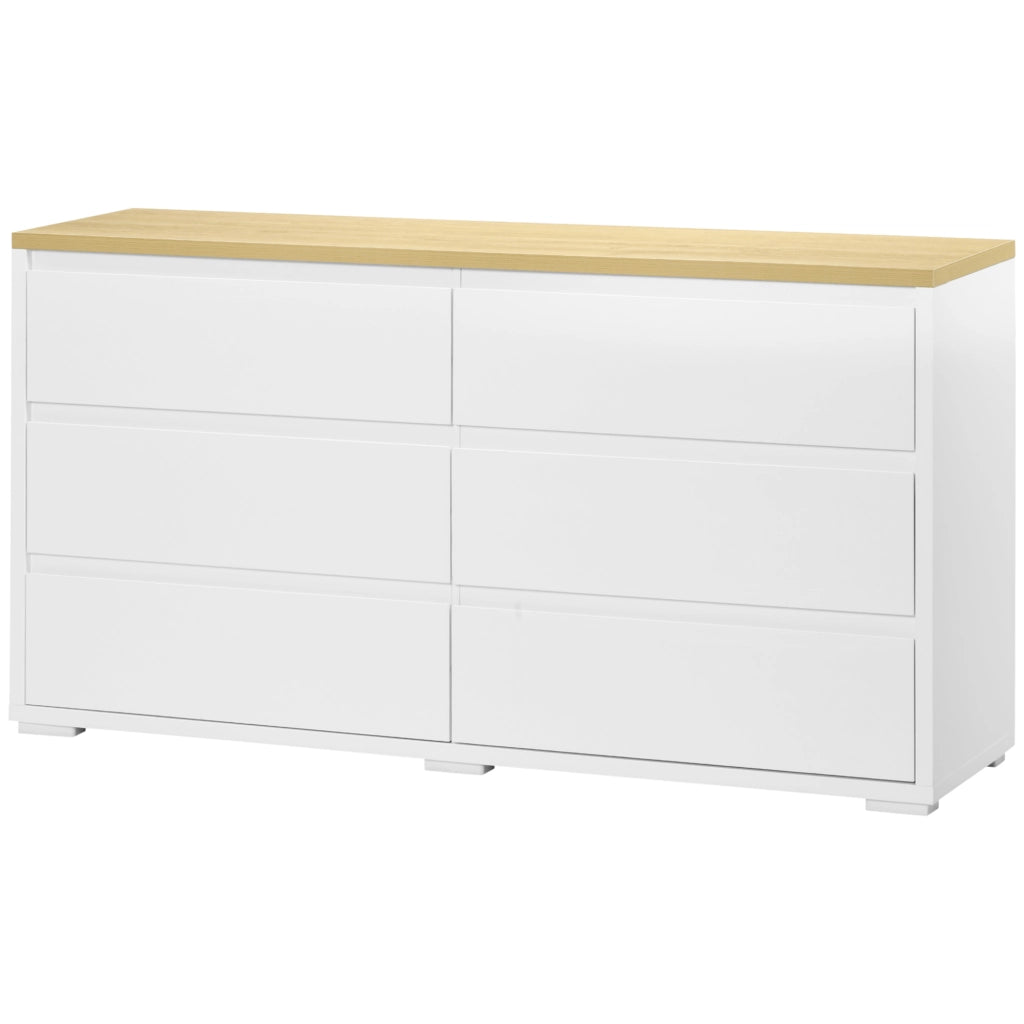 Cassettiera 6 Cassetti in Truciolato Bianco ¨C Zephmum ¨C 140x37x75 cm