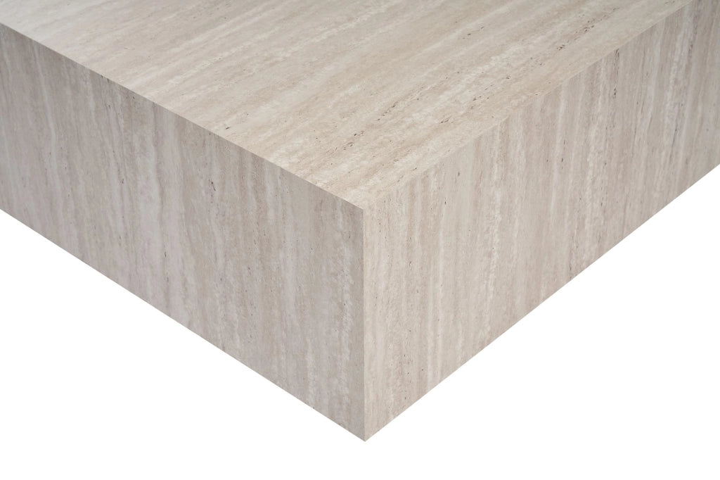 Nofaraka, Tavolino da Salotto Forma Rettangolare, 90x90x35h cm Bianco Marmo
