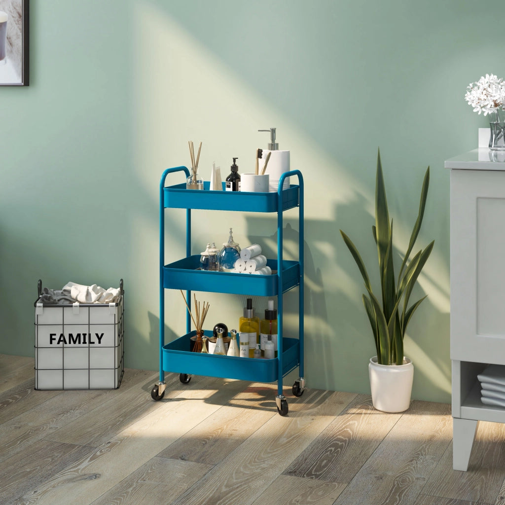 Carrello con 3 Cestini ¨C Zephmum ¨C Acciaio Grigio 45x30.6x79 cm
