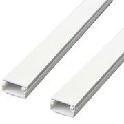 Trade Shop - Set 2 Canalina Elettrica Passacavi Adesiva Da 1mt In Plastica Bianco 20 X 10 Mm -