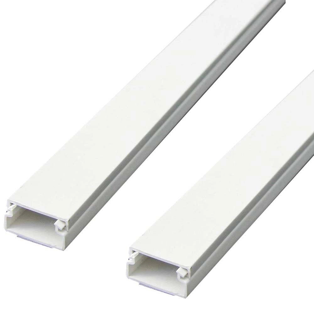 Trade Shop - Set 2 Canalina Elettrica Passacavi Adesiva Da 1mt In Plastica Bianco 20 X 10 Mm -