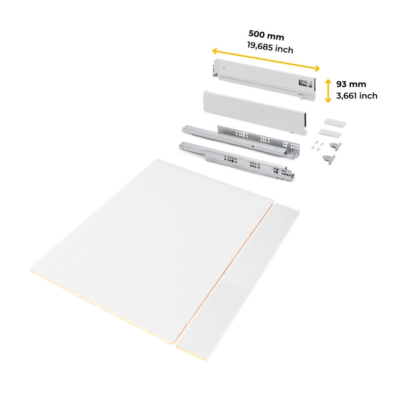 Kit di cassetti per cucina o bagno Vertex con regolazione 3D, altezza 93 mm, con pannelli inclusi, modulo 900 mm, Grig..