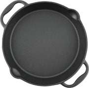 Grillpan in acciaio inox con due maniglie e due beccucci per versare - diametro 25 cm - padella da servire con maniglie aggiuntive