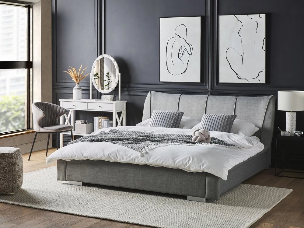 Lettino ad acqua Grigio Tessuto 160 x 200 cm Accessori Riduzione ondulazioni Ampia testiera Modern