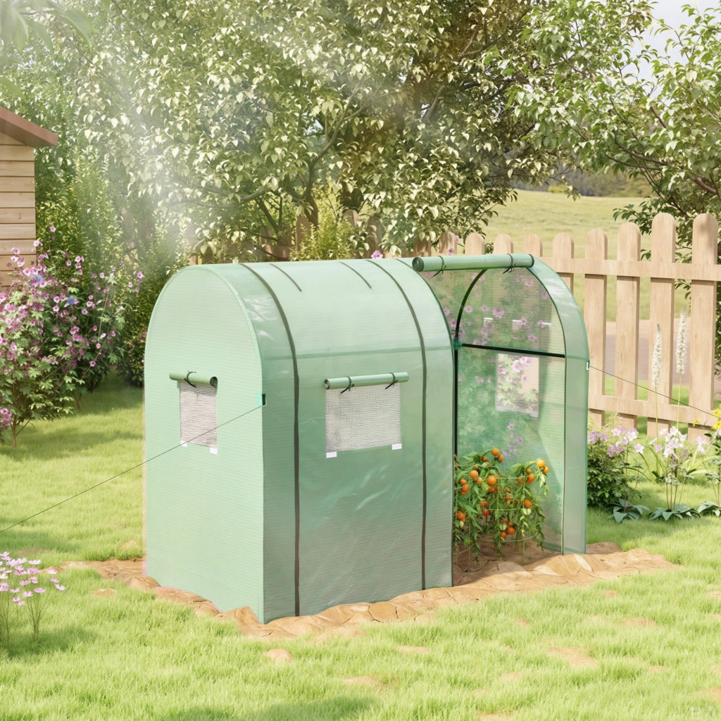 Serra per Giardino con 4 Finestre e 2 Porte ¨C zephmum ¨C Verde 185x94x150 cm