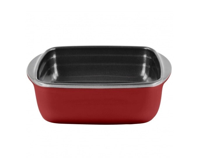 Pirofila Antiaderente in Vetro Borosilicato Quadrata Rossa 20 x 17 x 6 cm