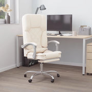 Poltrona da Ufficio Massaggiante Reclinabile Crema Similpelle 349690