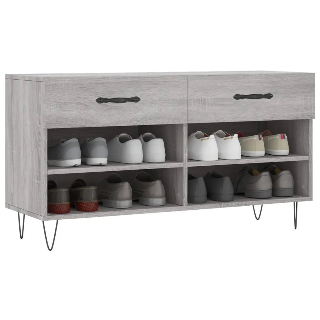 Panca Porta Scarpe-Sgabello-Panca Scarpiera Grigio Sonoma 102x35x55 cm Legno Multistrato 461710