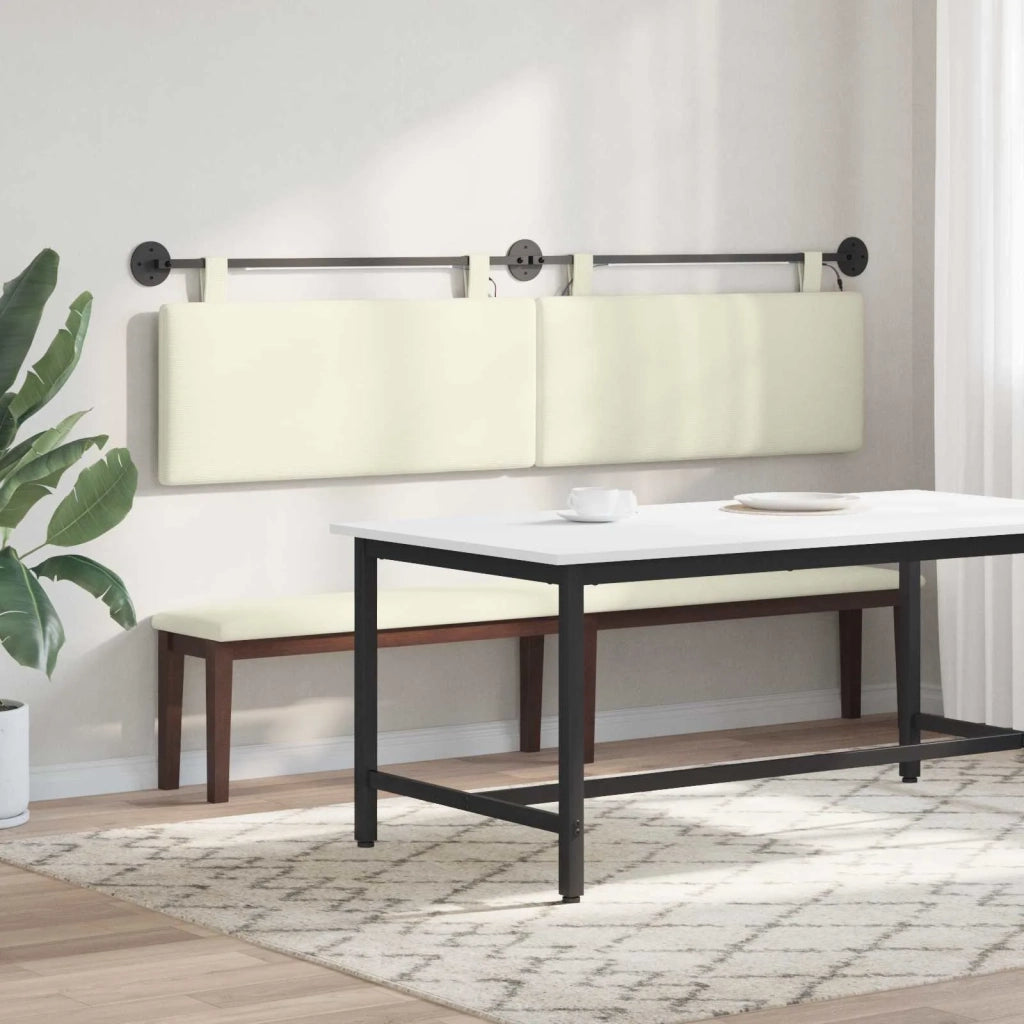 Testiera | Testata sospesa Con luce LED Crema Tessuto in Cords