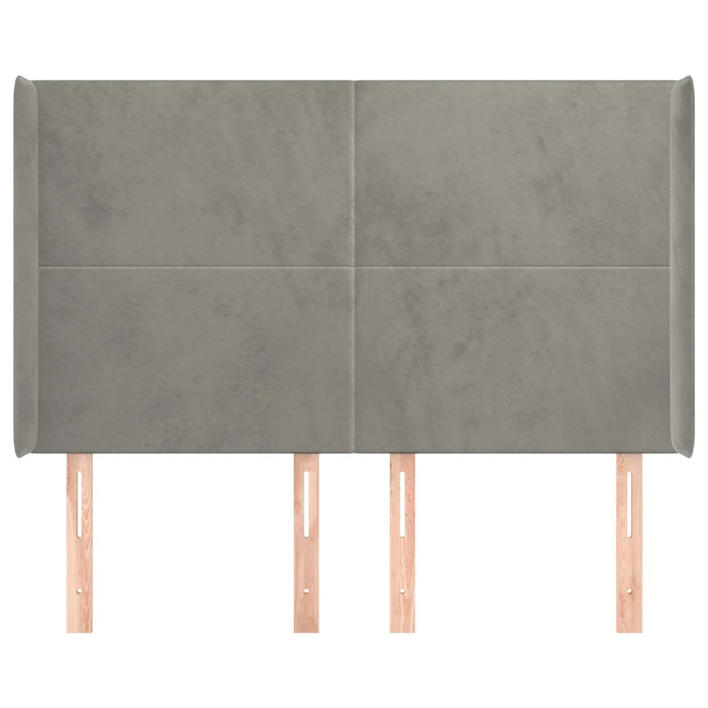 Testiera ad Orecchio Grigio Chiaro 147x16x118/128 cm in Velluto 3119348