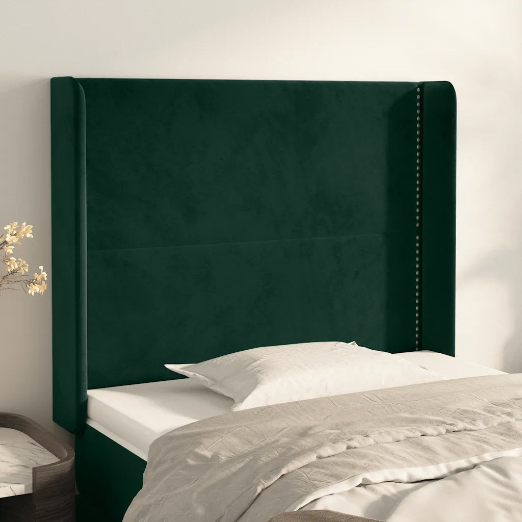 Testiera ad Orecchio Verde Scuro 93x16x118/128 cm in Velluto 3119479