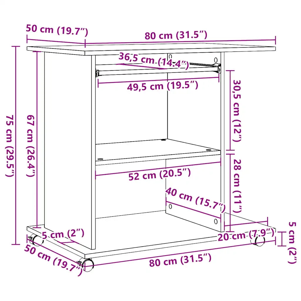 Scrivania Computer Rovere Artigianale Legno Multistrato 856053