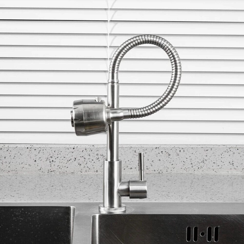 Rubinetto Miscelatore Cucina Lavello Lavabo Doccetta INOX satinato Art. 52814