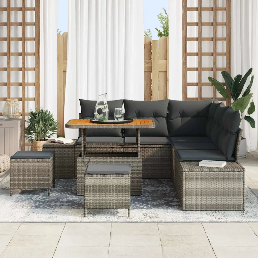 Set Divano da Giardino con cuscino 8 pcs Grigio Poly Rattan 3364738