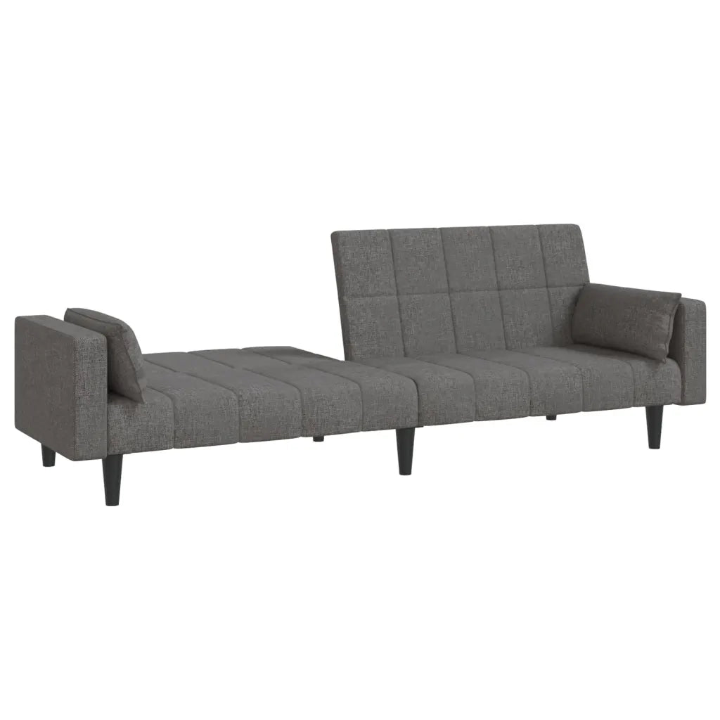 Divano Letto a 2 Posti con 2 Cuscini Grigio Chiaro in Tessuto 375833
