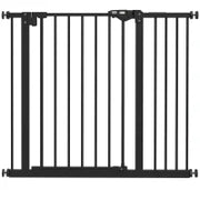 Cancellino per Cani Regolabile con Chiusura Automatica, in Acciaio e Plastica, 74-100x77 cm Nero