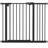 Cancellino per Cani Regolabile con Chiusura Automatica, in Acciaio e Plastica, 74-100x77 cm Nero