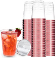 Set di bicchieri in plastica da 30 pezzi - bicchieri per bevande riciclabili - bicchieri da vino eleganti per feste - BPA libero - robusti e duraturi - con bordo rosé d'oro - bicchieri per bevande