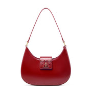 Borsa a tracolla da donna in vera pelle, modello College, colore rosso.