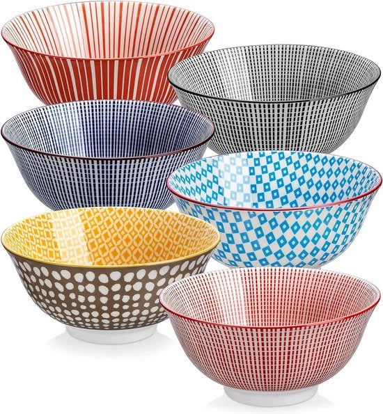 Insalata di Cibi in Ciotola Stacking Set di 6 - Design Colorato e Vivace