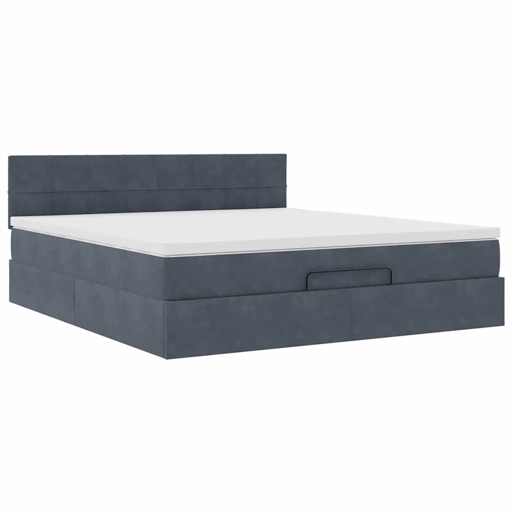 Struttura Letto Pouf con Materasso 160x200 cm in Velluto
