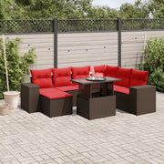 Set Divani da Giardino 8 pz con Cuscini Marrone in Polyrattan 3269334