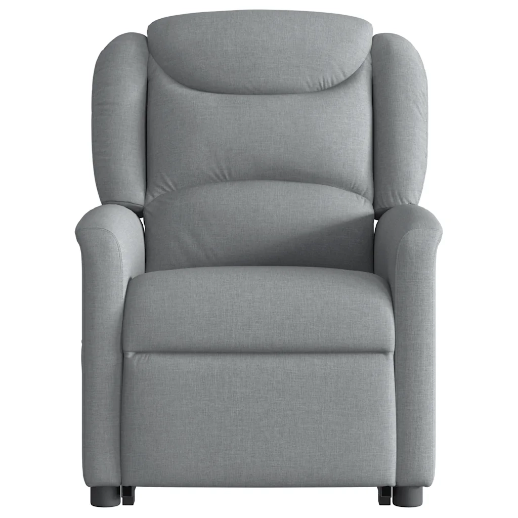 vidaXL Poltrona Alzapersona Massaggi Elettrica Grigio Chiaro Tessuto