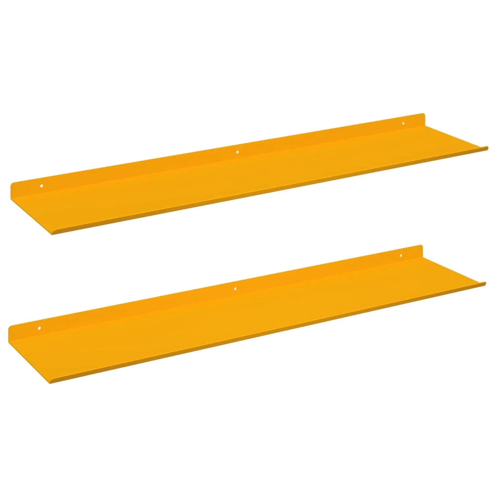 Mensola sospesa 2 pcs Giallo senape 80 x 18 x 2,5 cm Acciaio 8004038