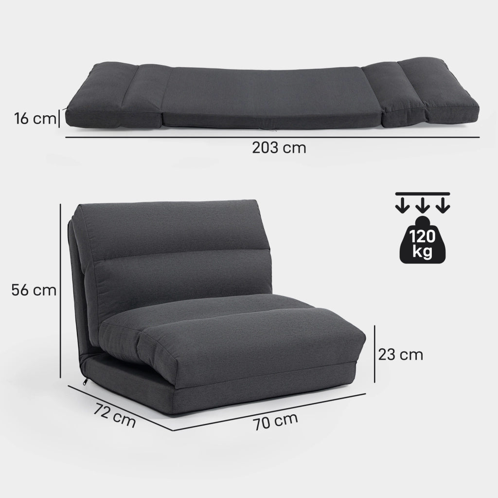 Pouf letto reclinabile pieghevole ¨C zephmum ¨C grigio scuro 70x72x56 cm