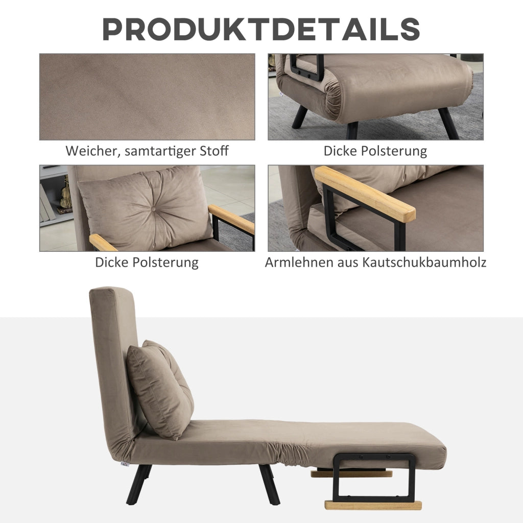 POLTRONA LETTO 63x73x81 cm Grigio chiaro in acciaio