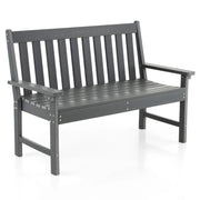 Panchina per 2 persone da esterno con schienale e braccioli, Panchina da giardino in HDPE resistente Grigio-Panchine