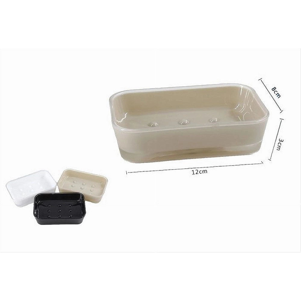Trade Shop - Porta Sapone Saponetta Accessorio Arredo Per Bagno Rettangolare 12x8x3 Cm 52403 -