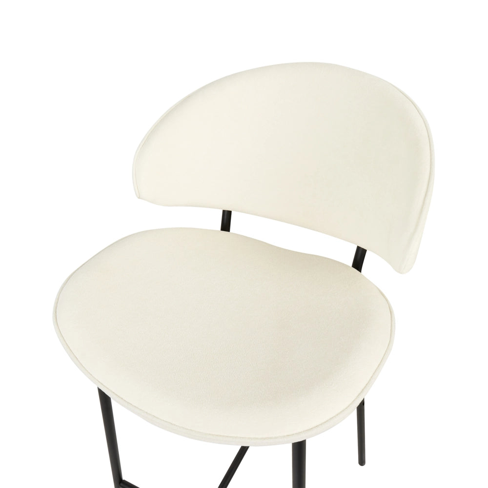 Set di 2 sgabelli da bar con sedile imbottito in tessuto beige chiaro senza braccioli schienale curvo stile moderno