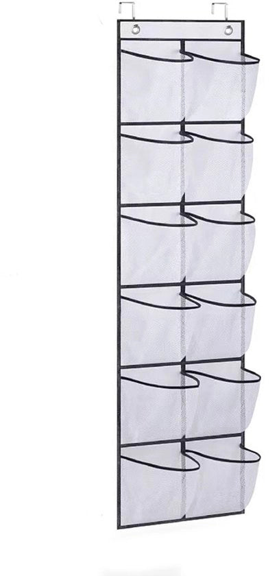 Cassettone da Parete per Scarpe - 12 Cestelli - Organizzazione delle Scarpe alla Porta - Tessuti Non Tessuti - Risoluzione per le Scarpe Spaiate - Supporto da Parete - Sacchetto di Raccoglienza - 145×30cm - Sacchetto per Scarpe Grigio