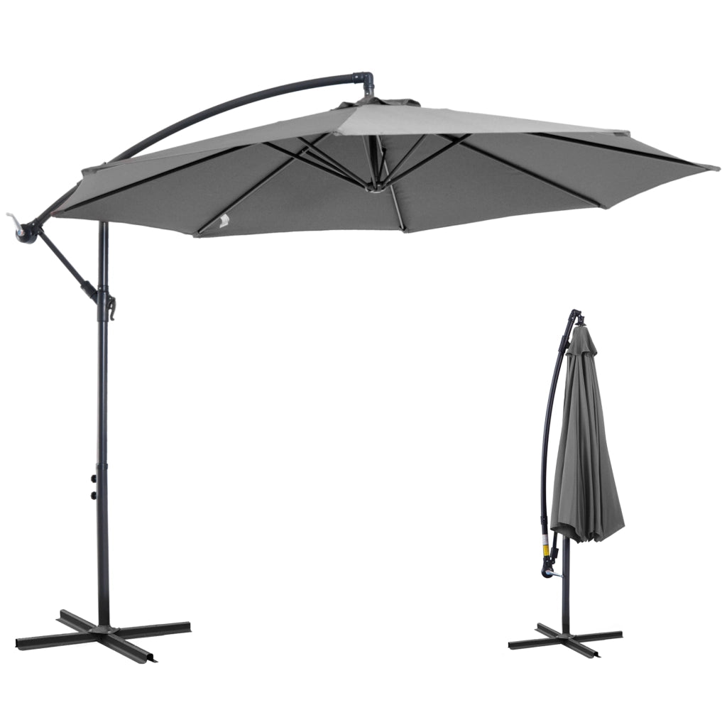 Parasole da Giardino 295 cm Grigio Inclinabile ¨C zephmum ¨C Acciaio