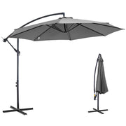 Parasole da Giardino 295 cm Grigio Inclinabile ¨C zephmum ¨C Acciaio