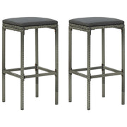 Sgabelli da Bar con Cuscini 2 pz Grigi in Polyrattan cod mxl 74080