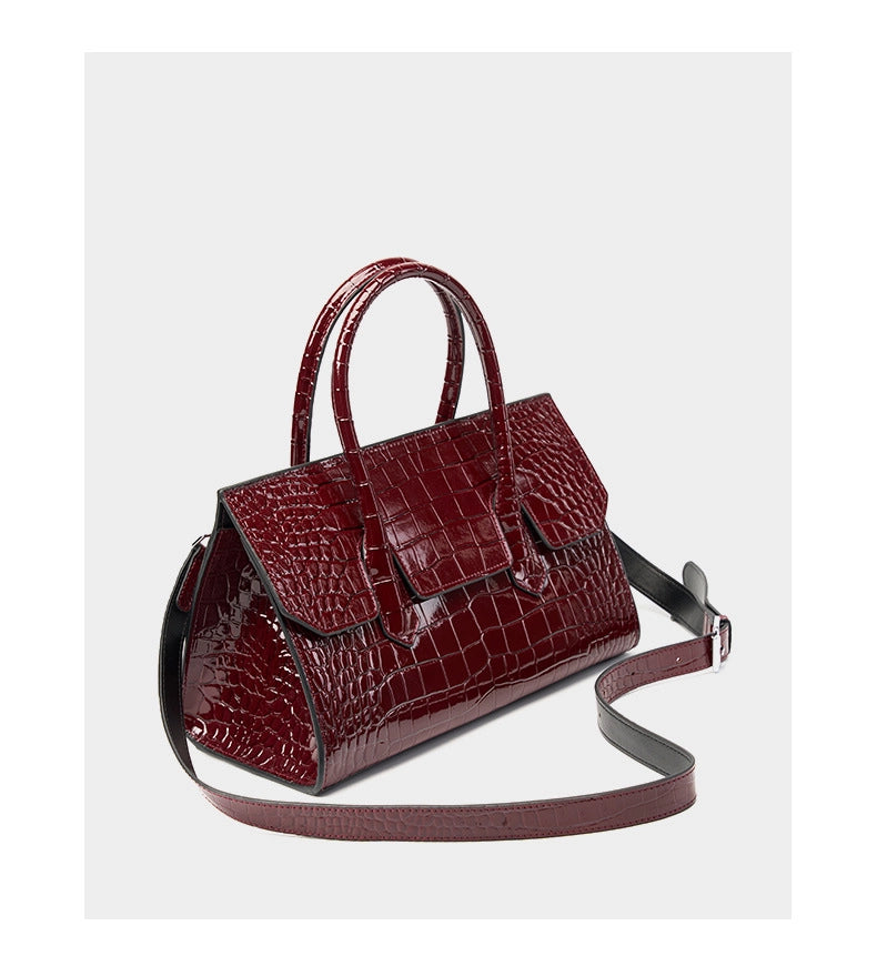 Borsa a tracolla da donna in vera pelle, colore rosso