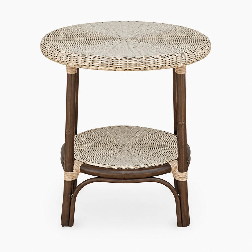 Salotto Mandolino in vimini color noce con 1 divanetto, 2 poltrone, 1 tavolino