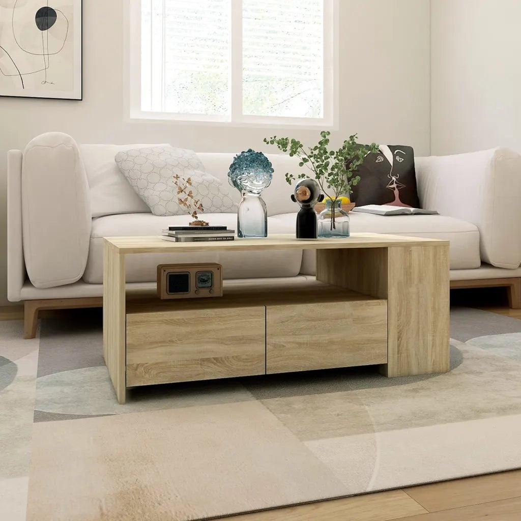 Tavolino da Salotto Rovere Sonoma 102x55x42cm Legno Compensato cod mxl 29724