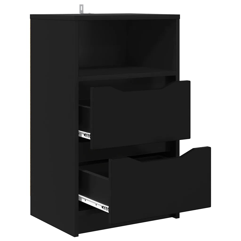 Set di 2 Comodini | Armadio da Notte | Mobiletto da notte Nero 40 x 30 x 467 cm Legno multistrato