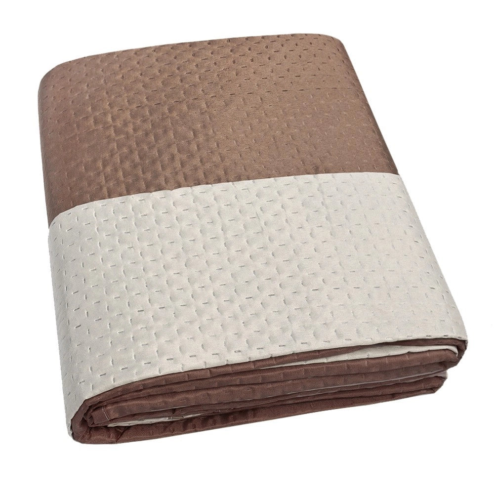 Trapunta Double Face SINGOLA 150x255 cm Coperta Morbida Copriletto Tinta Unita Marrone