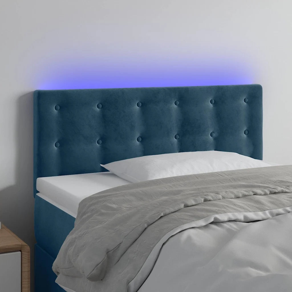 Testiera | Testata a LED Blu Scuro 80x5x78/88 cm in Velluto