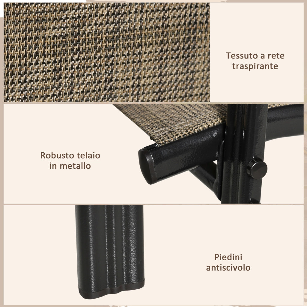 Sedia da Giardino Set 6 Pezzi ¨C zephmum ¨C Impilabile in Metallo e Tessuto, Marrone